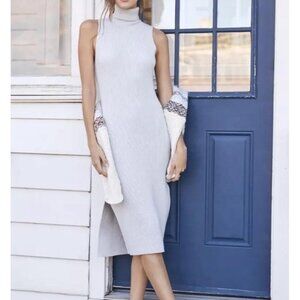 Daily Practice Anthropologie‎ Slim Knit Midi Dress Mock Neck Ribbed Blue Medium